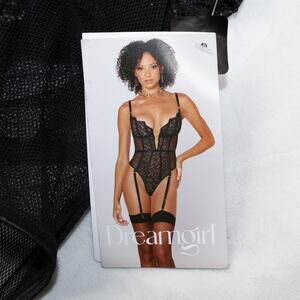 Dreamgirl Bodysuit Womens Large Black Lace Lingerie Teddy Bustier 12765 New Sexy